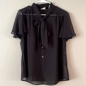 NWT. Calvin Klein Black Sheer Blouse